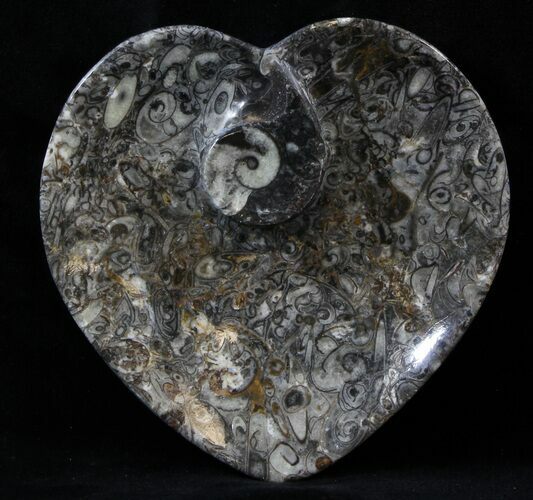 Heart Shaped Fossil Goniatite Dish #39320